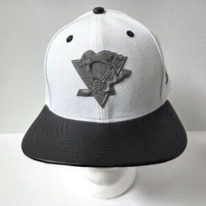Pittsburgh Penguins Hat Mens OS Snapback White Faux Leather Brim New Era 9Fifty